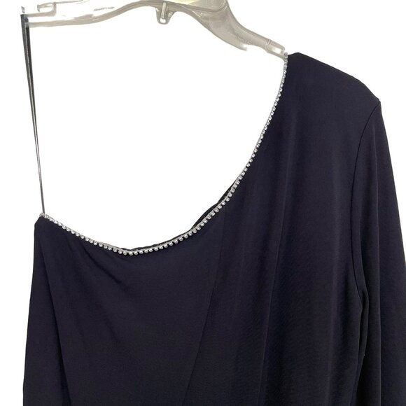 Just Cavalli $530 Black Rhinestone Trim One-Shoulder Mini Dress Sz 38 XS NWT - Picture 4 of 7